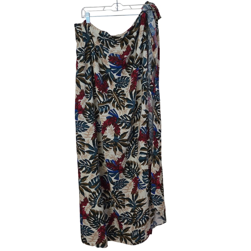 Vtg Hilo Hattie Floral Hawaiian Convertible Wrap Sarong Maxi Dress Queen